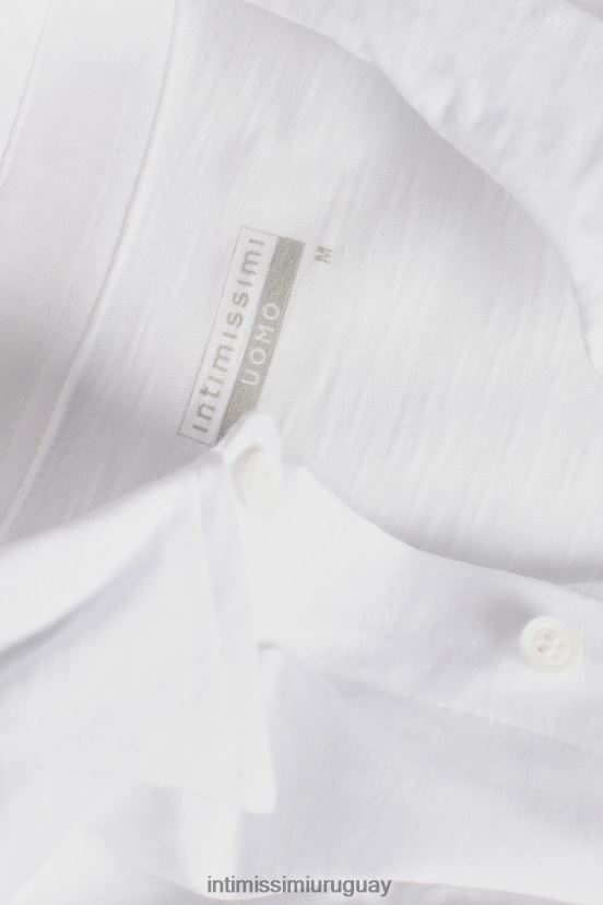 camisa flameada de algodón de manga larga Intimissimi hombres 001-blanco V806B8214 vestir