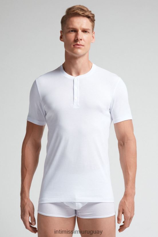 camisa de algodón supima de manga corta Intimissimi hombres 001-blanco V806B8234 vestir