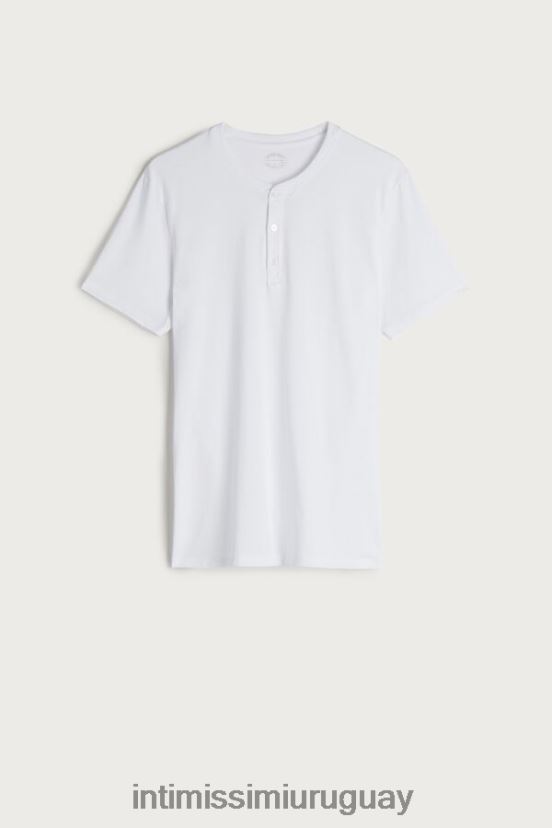 camisa de algodón supima de manga corta Intimissimi hombres 001-blanco V806B8234 vestir