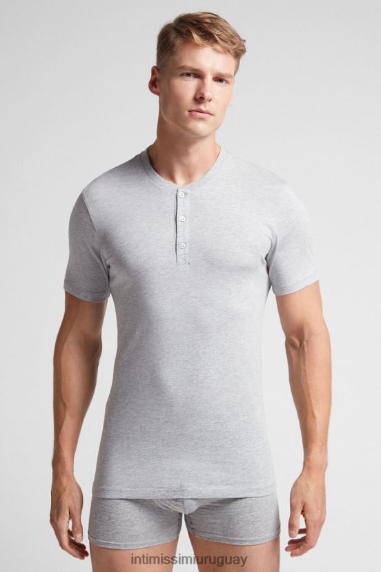 camisa de algodón supima de manga corta Intimissimi hombres 031-mezcla gris claro V806B8233 vestir