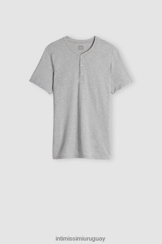 camisa de algodón supima de manga corta Intimissimi hombres 031-mezcla gris claro V806B8233 vestir