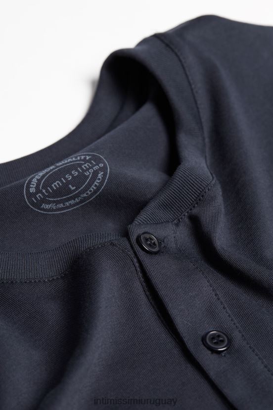 camisa de algodón supima de manga corta Intimissimi hombres 800-azul medianoche V806B8235 vestir