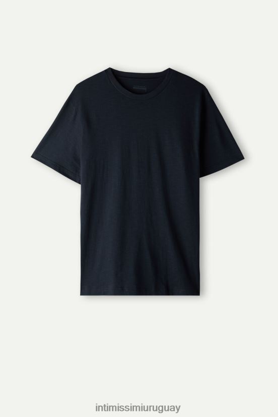 camiseta de algodón flameado Intimissimi hombres 800-azul medianoche V806B8192 vestir