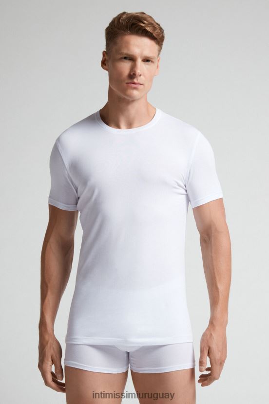 camiseta de algodón supima elástico Intimissimi hombres 001-blanco V806B8286 vestir