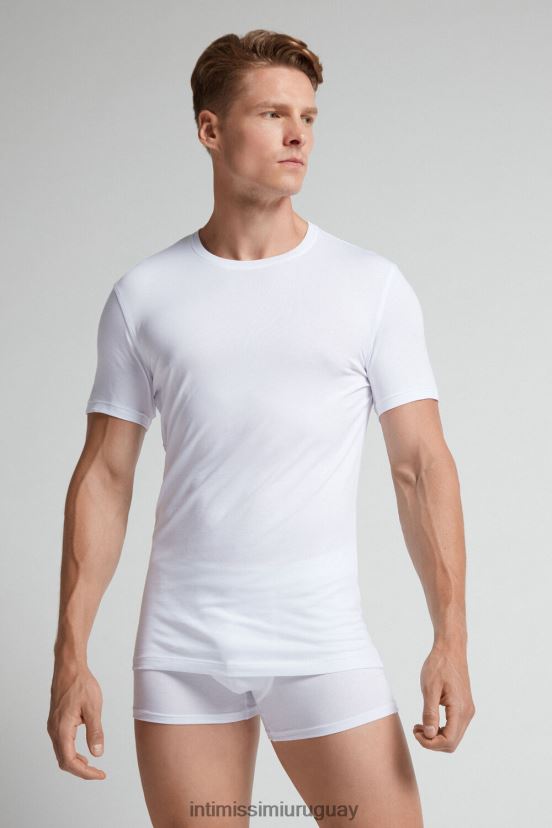 camiseta de algodón supima elástico Intimissimi hombres 001-blanco V806B8286 vestir