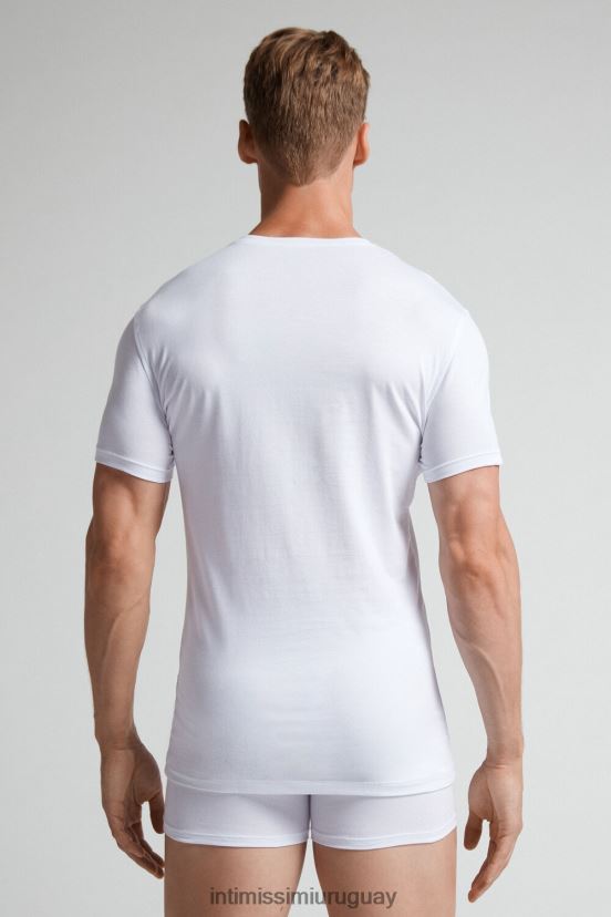camiseta de algodón supima elástico Intimissimi hombres 001-blanco V806B8286 vestir