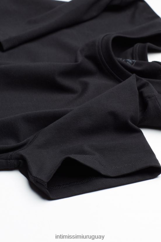 camiseta de algodón supima elástico Intimissimi hombres 019-negro V806B8285 vestir