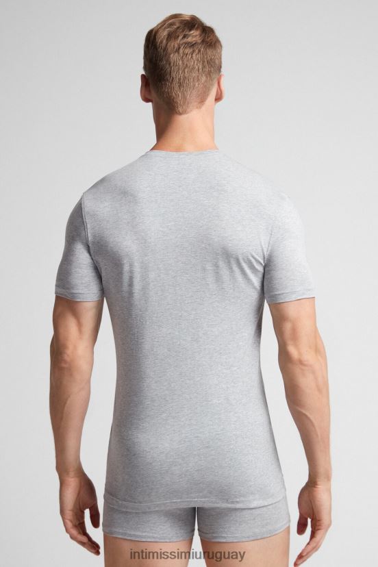 camiseta de algodón supima elástico Intimissimi hombres 031-mezcla gris claro V806B8283 vestir