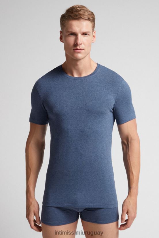 camiseta de algodón supima elástico Intimissimi hombres 5210-mezcla azul denim V806B8267 vestir