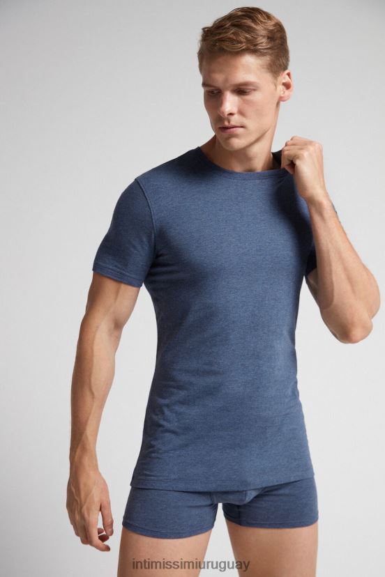 camiseta de algodón supima elástico Intimissimi hombres 5210-mezcla azul denim V806B8267 vestir