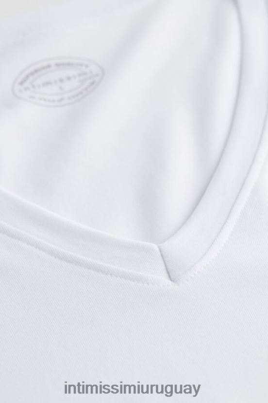 camiseta de algodón supima elástico con cuello en v Intimissimi hombres 001-blanco V806B8287 vestir