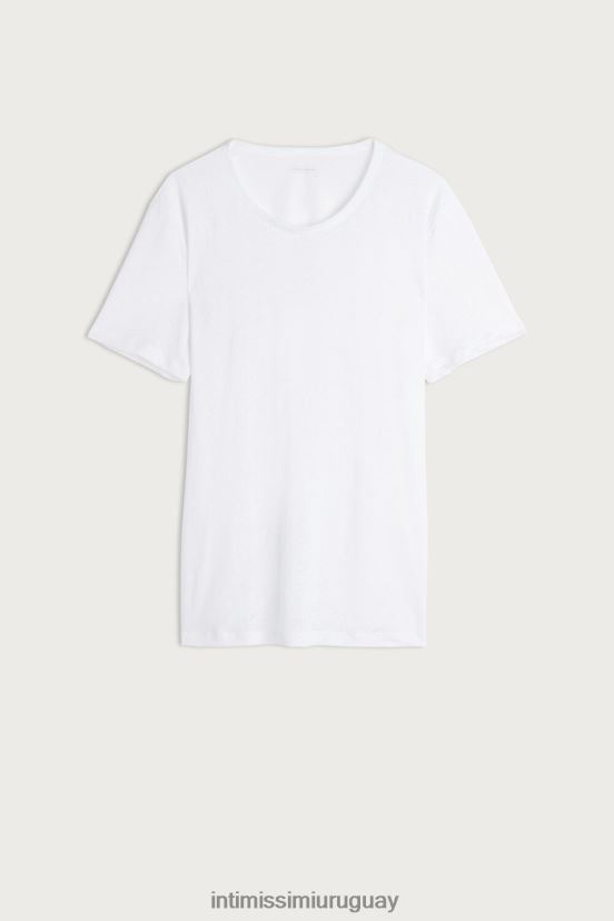 camiseta de lino de manga corta Intimissimi hombres 001-blanco V806B8223 vestir
