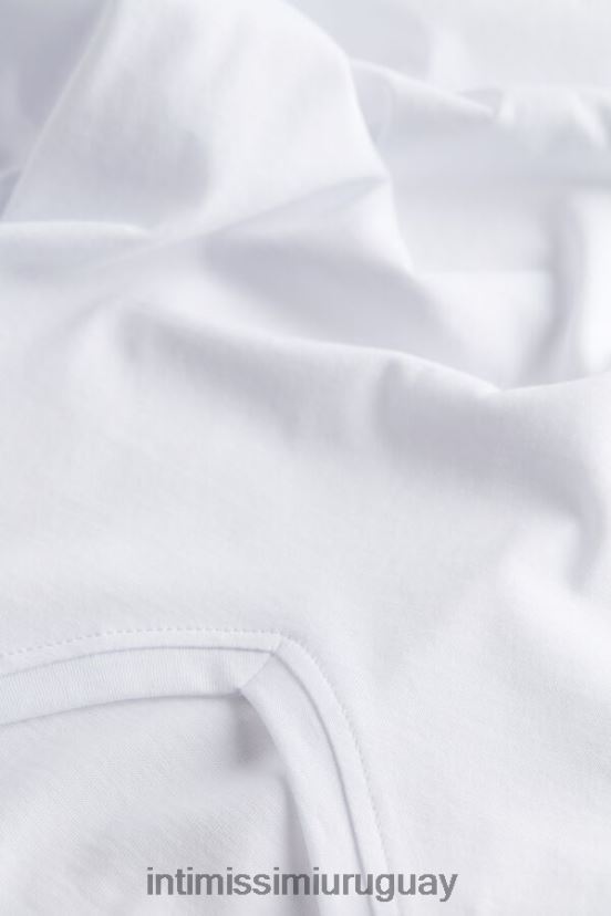 camiseta de manga corta con cuello en v de algodón supima extrafino Intimissimi hombres 001-blanco V806B8291 vestir