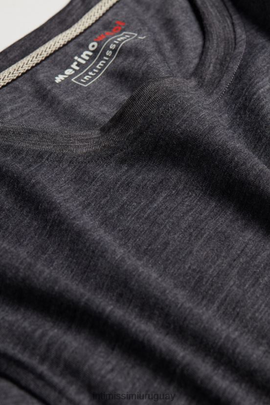 camiseta de manga corta de lana merino elástica Intimissimi hombres 7522-mezcla gris carbón V806B8277 vestir