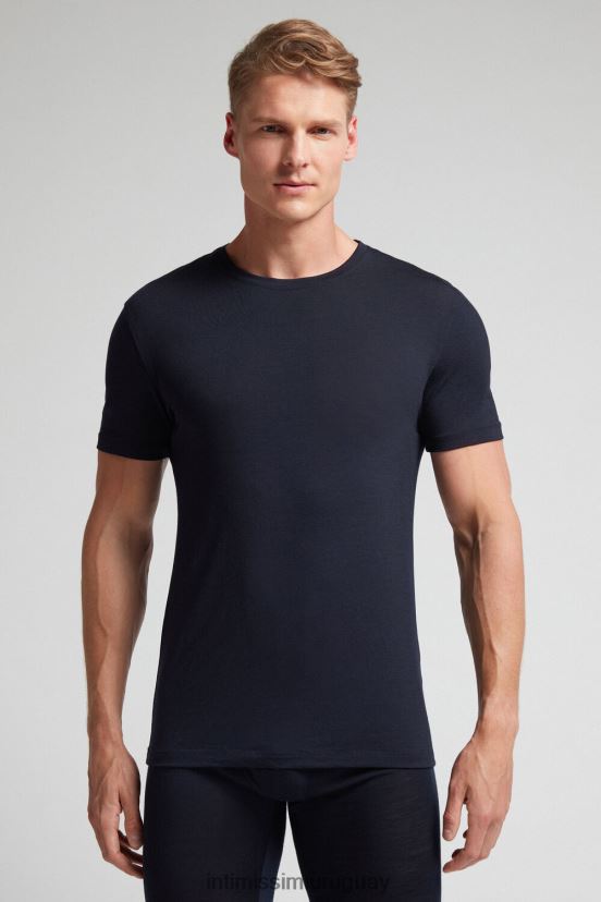 camiseta de manga corta de lana merino elástica Intimissimi hombres 800-azul medianoche V806B8276 vestir