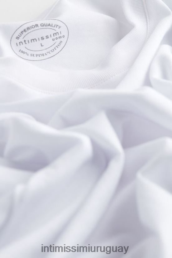 camiseta de manga corta y cuello redondo en algodón supima Intimissimi hombres 001-blanco V806B8320 vestir