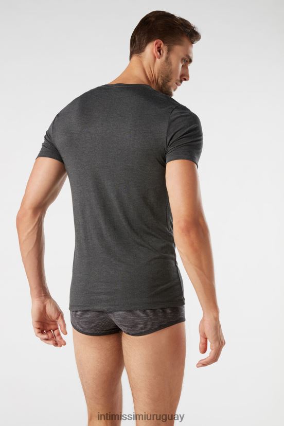 camiseta de modal y seda Intimissimi hombres 040-mezcla gris oscuro V806B8262 vestir