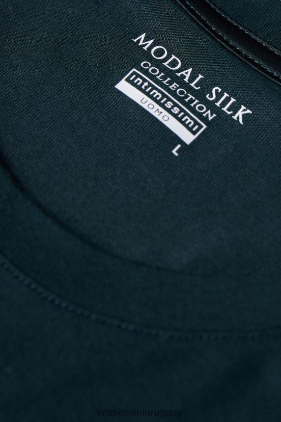 camiseta de modal y seda Intimissimi hombres 132j-verde oscuro V806B8152 vestir