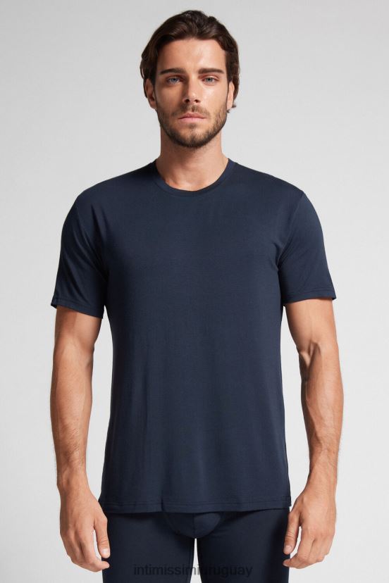 camiseta de modal y seda Intimissimi hombres 800-azul medianoche V806B8260 vestir
