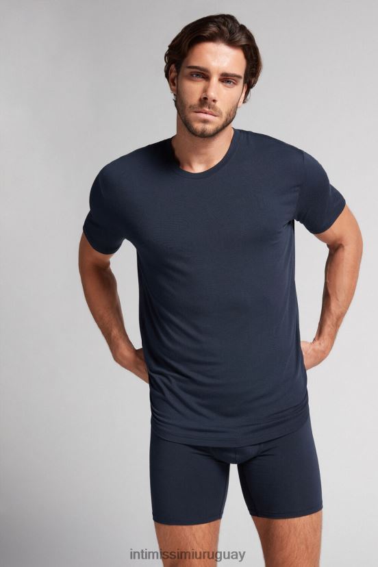 camiseta de modal y seda Intimissimi hombres 800-azul medianoche V806B8260 vestir
