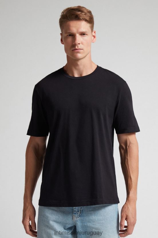 camiseta de punto de algodón Intimissimi hombres 019-negro V806B8225 vestir