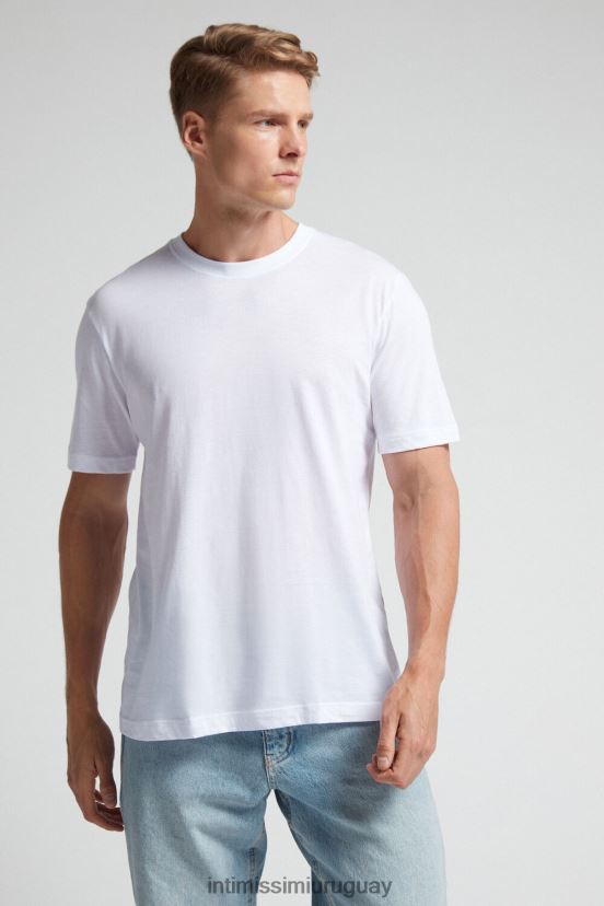 camiseta regular fit de algodón supima extrafino Intimissimi hombres 001-blanco V806B8182 vestir