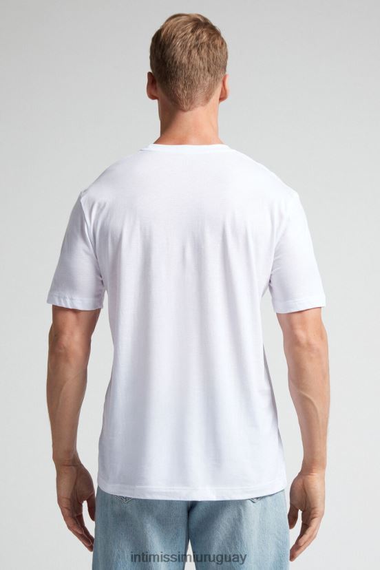 camiseta regular fit de algodón supima extrafino Intimissimi hombres 001-blanco V806B8182 vestir
