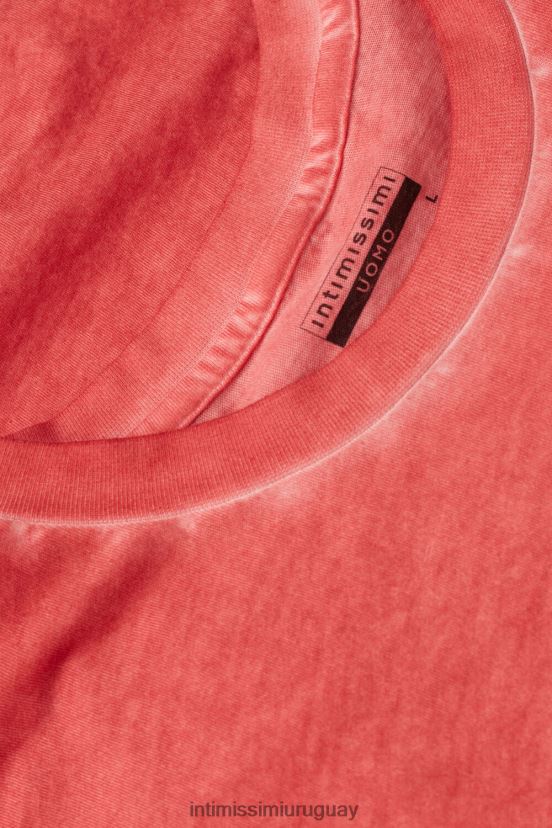 top de algodón lavado al aceite de manga corta Intimissimi hombres 318j-rojo aceite V806B8178 vestir
