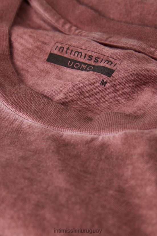 top de algodón lavado al aceite de manga corta Intimissimi hombres 4891-burdeos lavado V806B8207 vestir