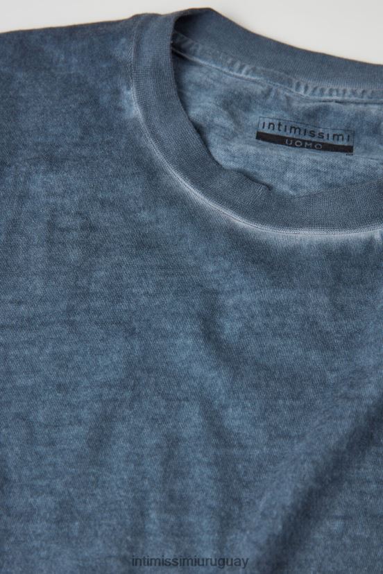 top de algodón lavado al aceite de manga corta Intimissimi hombres 857i-azul oscuro V806B8212 vestir