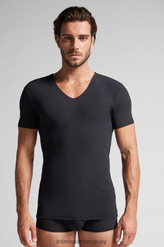top de micromalla con bordes sin rematar Intimissimi hombres 019-negro V806B8265 vestir