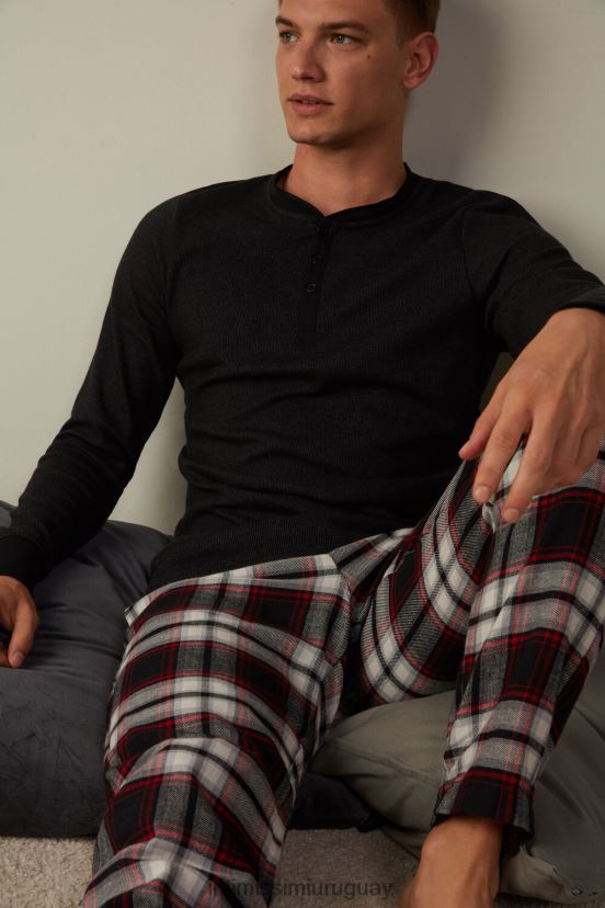 top cálido de algodón de manga larga Intimissimi hombres 019-negro V806B8220 vestir