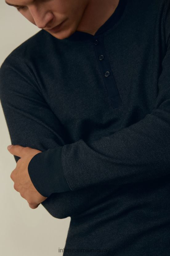 top cálido de algodón de manga larga Intimissimi hombres 800-azul medianoche V806B8221 vestir