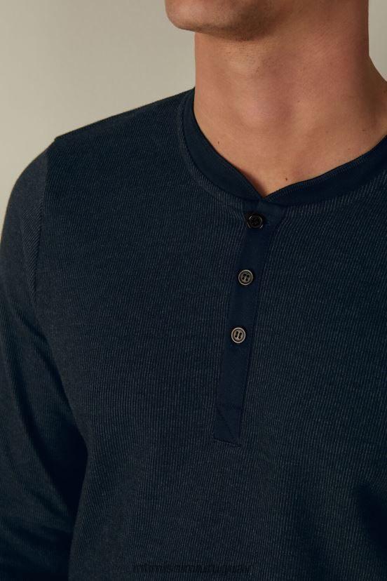 top cálido de algodón de manga larga Intimissimi hombres 800-azul medianoche V806B8221 vestir