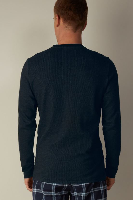 top cálido de algodón de manga larga Intimissimi hombres 800-azul medianoche V806B8221 vestir