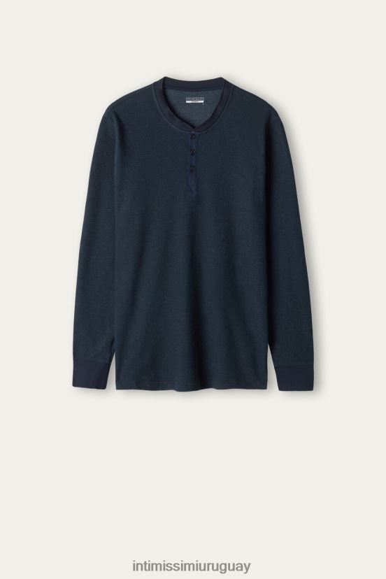top cálido de algodón de manga larga Intimissimi hombres 800-azul medianoche V806B8221 vestir