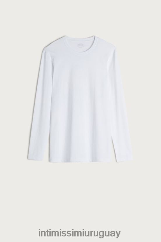 top de algodón supima elástico de manga larga Intimissimi hombres 001-blanco V806B8278 vestir