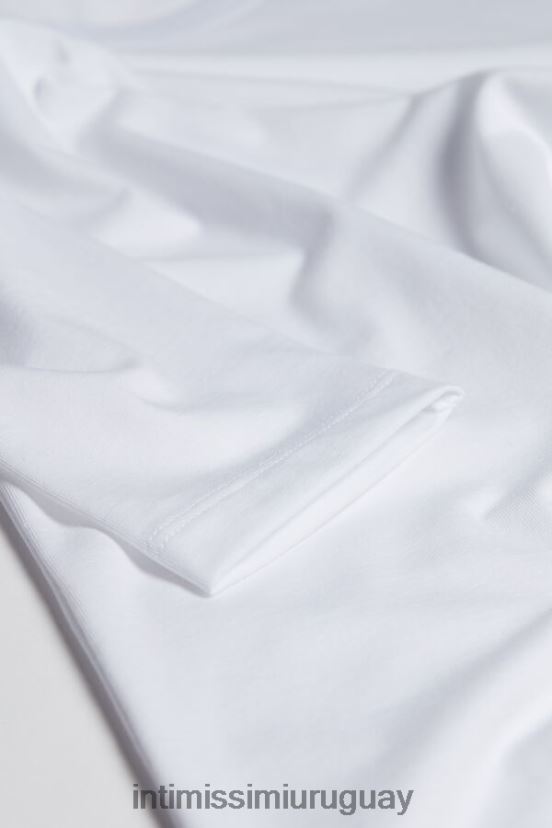 top de algodón supima elástico de manga larga Intimissimi hombres 001-blanco V806B8278 vestir