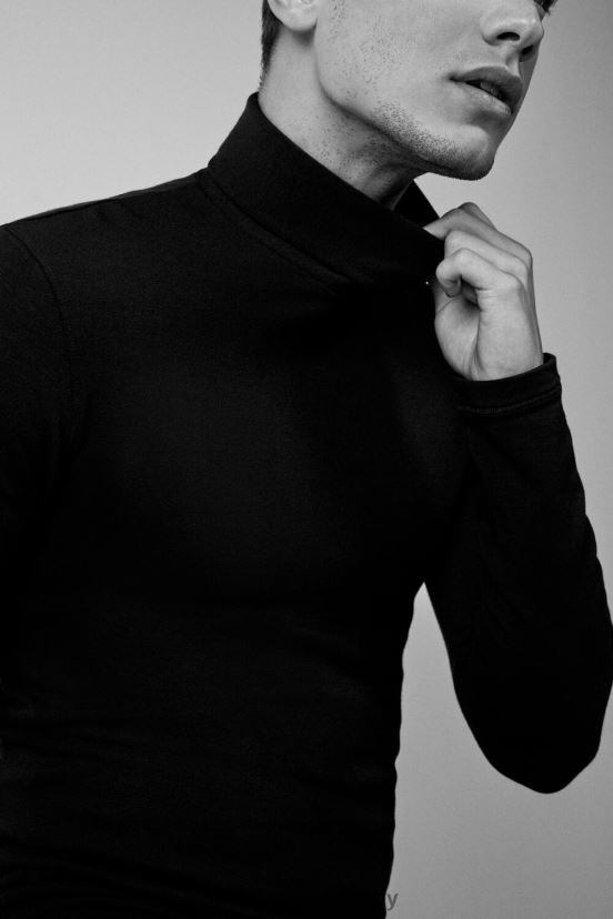 top de cachemira de modal con cuello alto y manga larga Intimissimi hombres 019-negro V806B8249 vestir