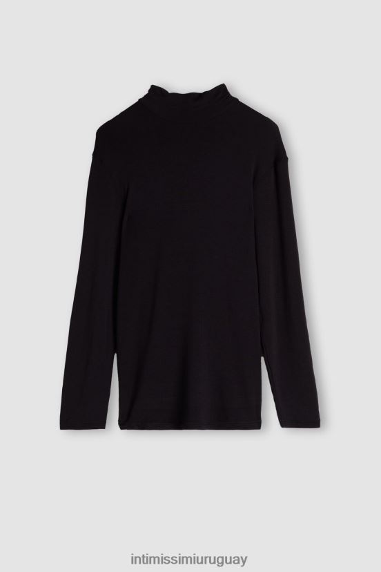 top de cachemira de modal con cuello alto y manga larga Intimissimi hombres 019-negro V806B8249 vestir