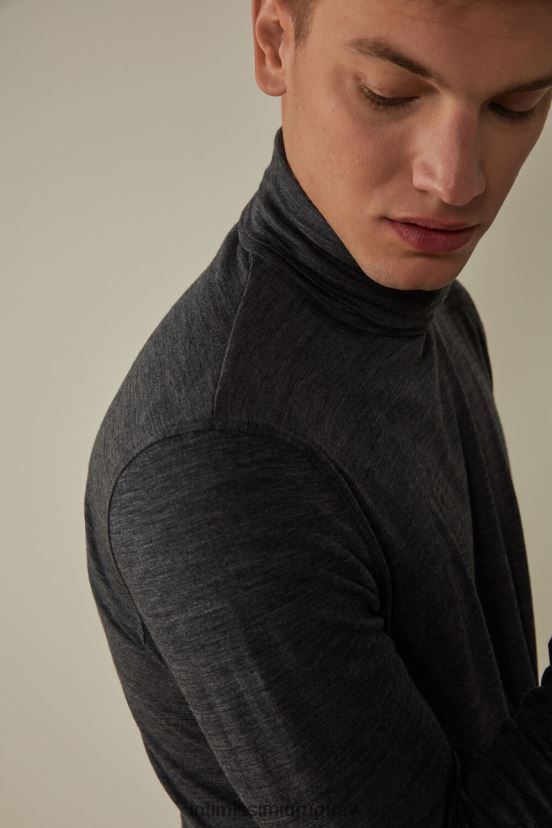top de lana merino con cuello alto y manga larga Intimissimi hombres 7522-mezcla gris carbón V806B8247 vestir