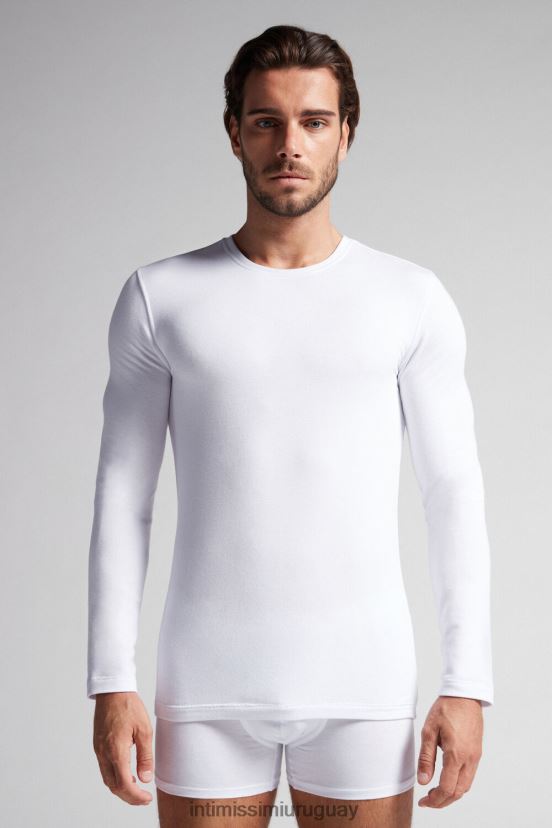 top de manga larga de modal y cashmere Intimissimi hombres 001-blanco V806B8227 vestir