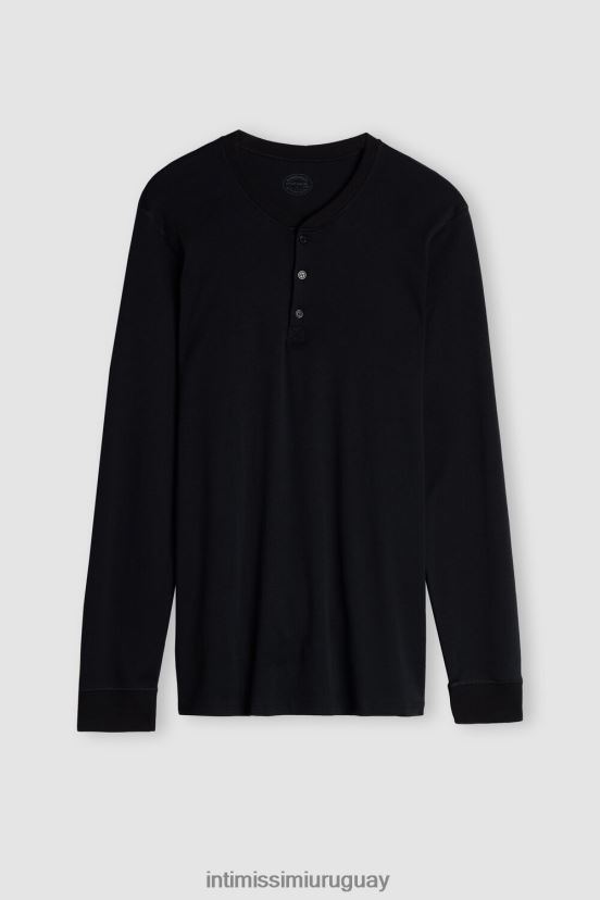 top de manga larga en interlock supima Intimissimi hombres 019-negro V806B8259 vestir