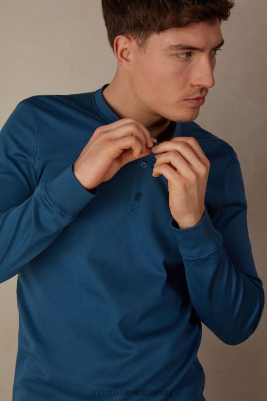 top de manga larga en interlock supima Intimissimi hombres 202j-azul niebla V806B8197 vestir