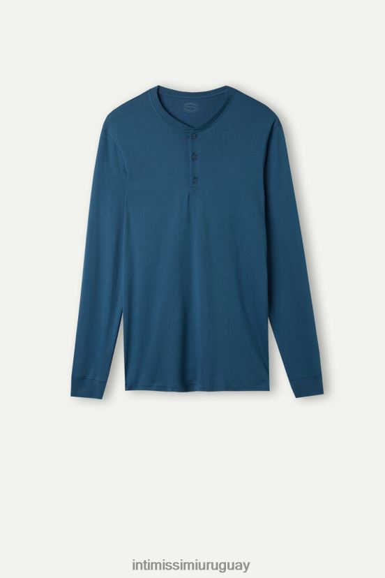 top de manga larga en interlock supima Intimissimi hombres 202j-azul niebla V806B8197 vestir