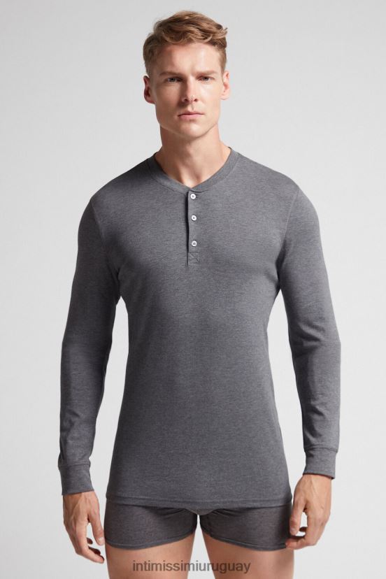 top de manga larga en interlock supima Intimissimi hombres 5227-gris carbón melange V806B8258 vestir