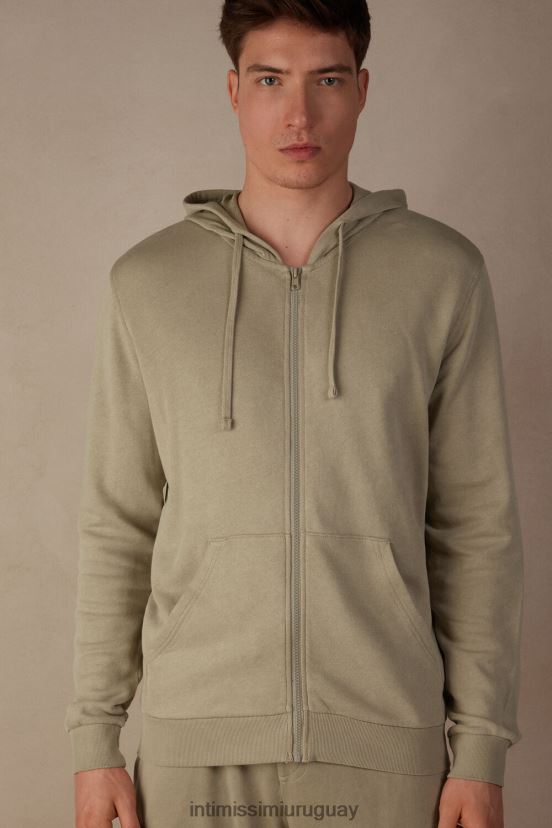 sudadera con cremallera y colección lavada Intimissimi hombres 166j-beige color arena V806B8188 vestir
