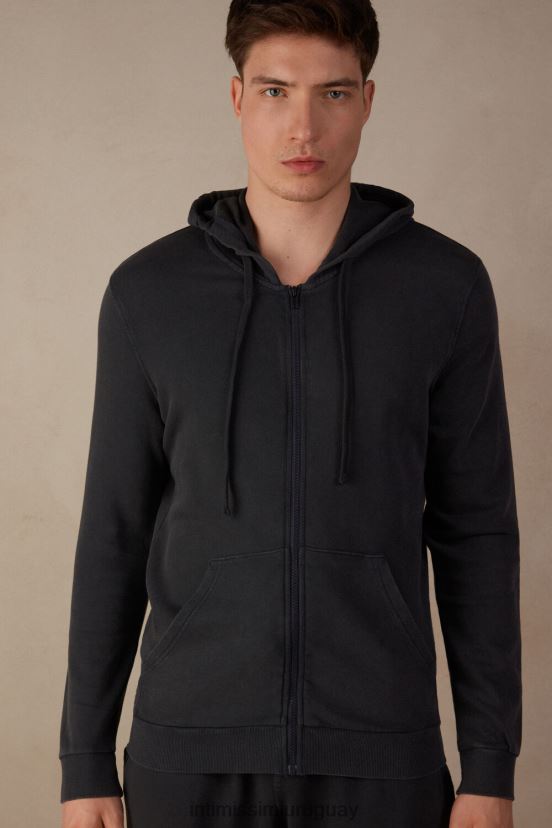 sudadera con cremallera y colección lavada Intimissimi hombres 762i-gris V806B8185 vestir