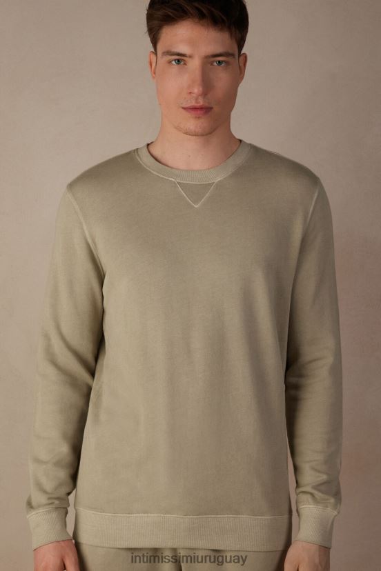 sudadera con cuello redondo y colección lavada Intimissimi hombres 166j-beige color arena V806B8189 vestir