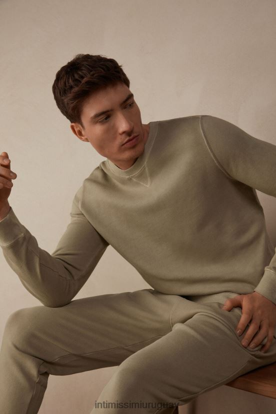 sudadera con cuello redondo y colección lavada Intimissimi hombres 166j-beige color arena V806B8189 vestir